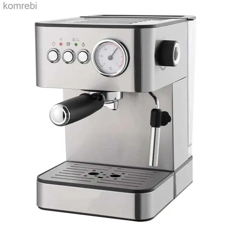 Kaffebryggare 220V espresso kaffemaskin rostfritt stål multifunktionellt kaffemaskin halvautomatisk italiensk hushållsmjölkskum machinel240105