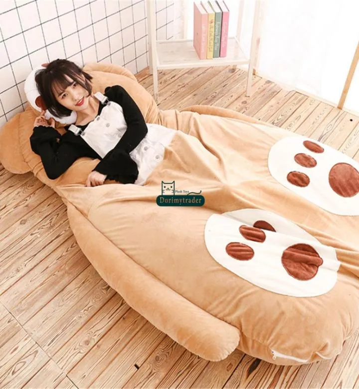 Dorimytrader 180 cm x 120 cm coccolone cartone animato sorridente orso peluche beanbag morbido letto tatami sacco a pelo divano materasso tappeto regalo1726372