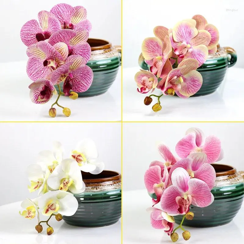 Dekorative Blumen, 70 cm, 6 Köpfe, Schmetterling, Orchidee, künstliche Pflanzen, hochwertige 3D-Seide, Jahr, Zuhause, Hochzeit, Dekor, Simulation, gefälschte Blume