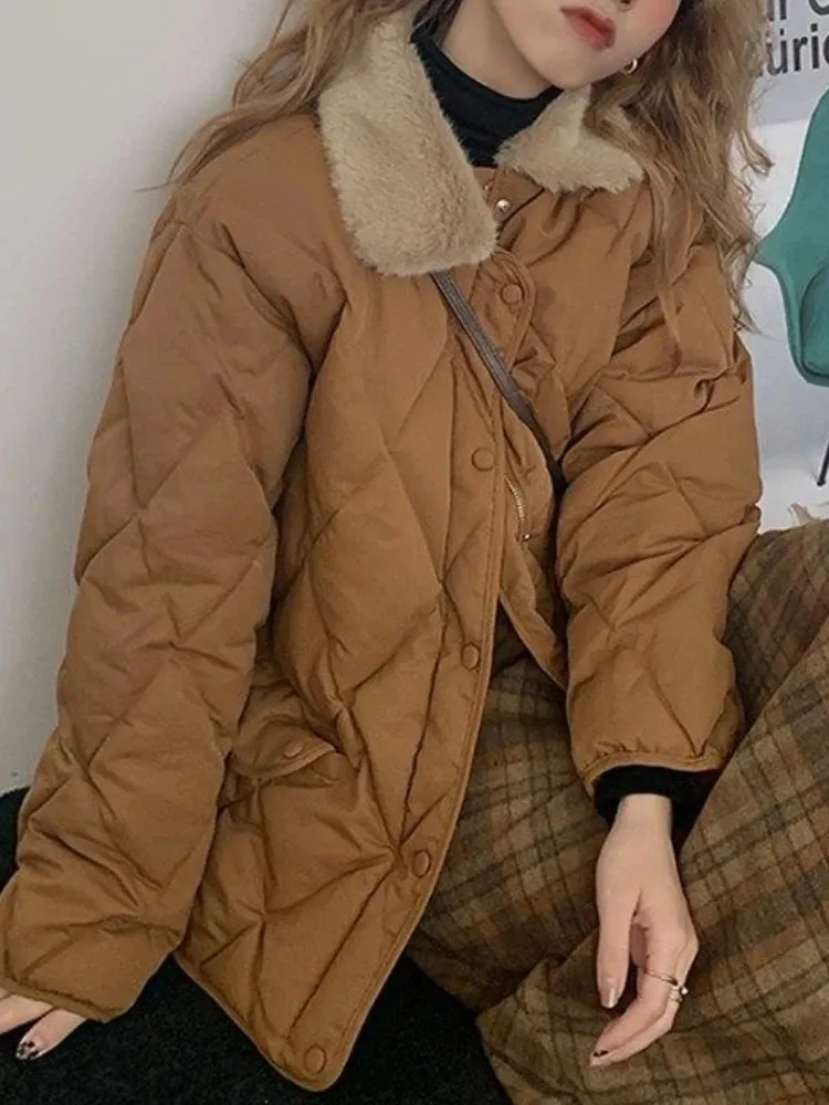 재킷 여성 의류 트래프 솔리드 링지 코트 코트 코트 긴 소매 외투 스 플린트 모피 고리 가을 겨울 따뜻한 따뜻한 패딩 탑 코트 240104