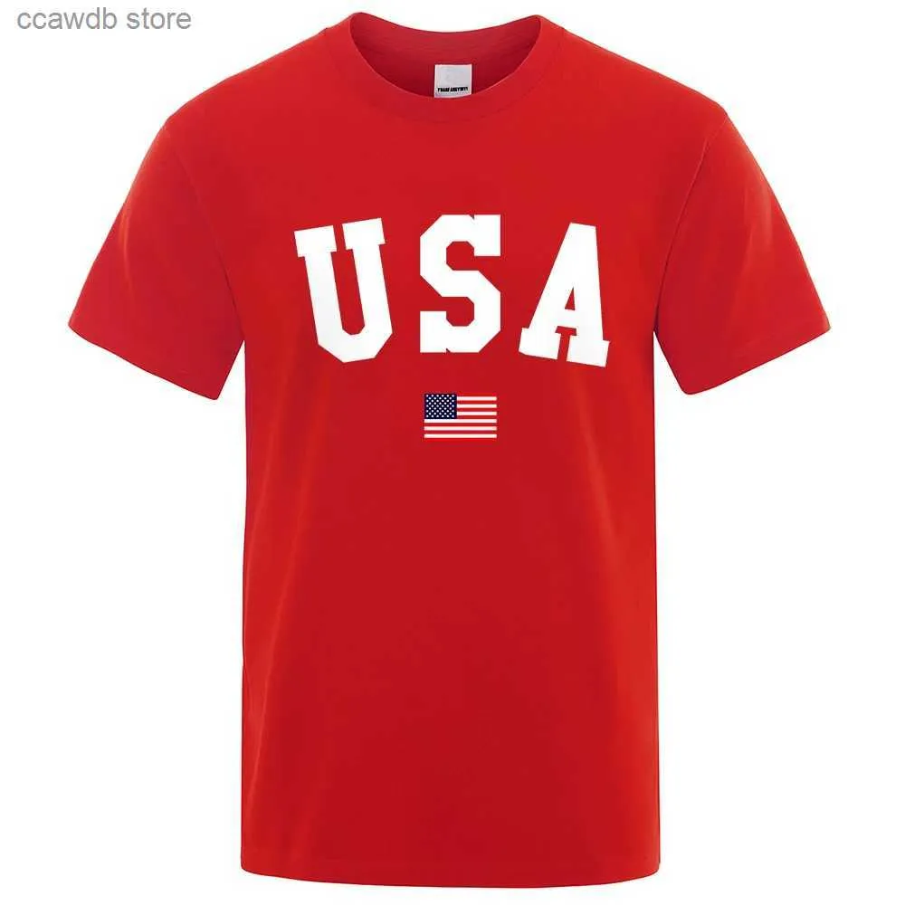 Herr t-shirts usa flagga street personlighetsbrev män kvinnor t-shirts bomull överdimensionerad kort ärm lös t-shirt andningsbara överdimensionerade toppar t240105