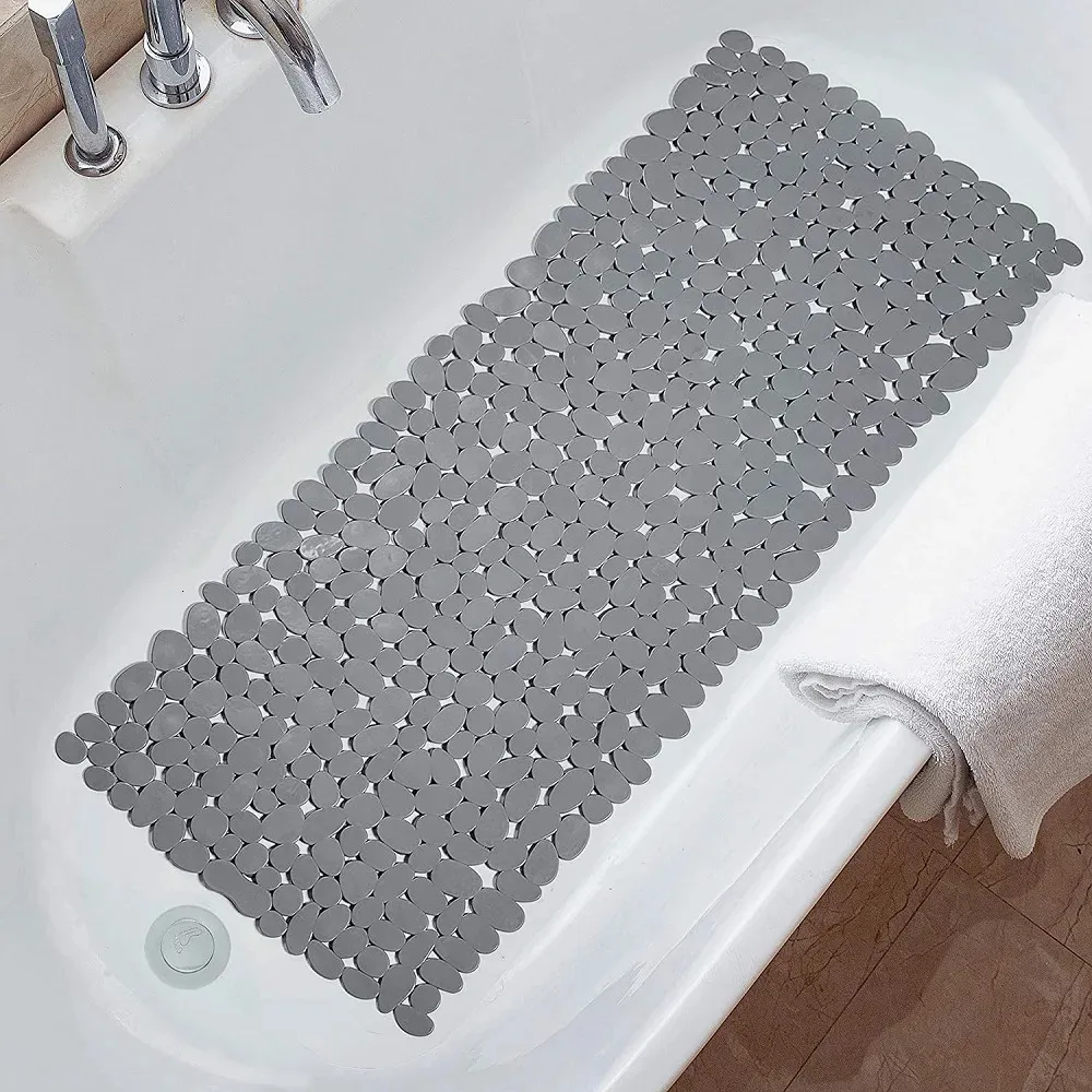 NonSlip Bath Tub Shower Mats Pebble Shape Machine Washable Bathtub Mat With Drain Holes Suction Cups For Bathroom 240105
