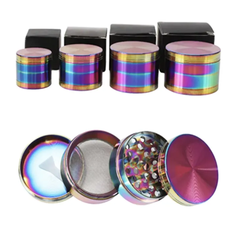 Unique Logo Grinder Smoking Accessories Dry Herb Grinders Beautiful Color 4 Layers 4 Specifications Zinc Alloy For Glass Bongs 40 50 55 63mm OEM logo Available