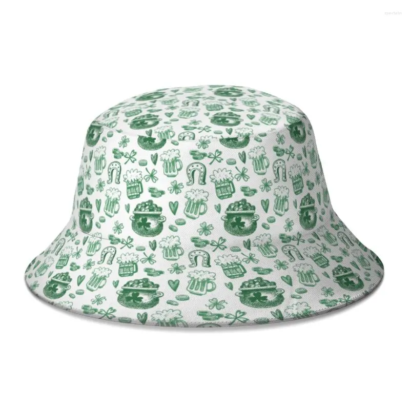 Berets Happy Ireland St. Patrick's Day Bucket Hat For Women Men Students Foldable Bob Fishing Hats Panama Cap Autumn