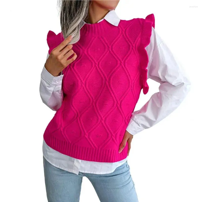 Women's Vests Korean Knitted Wool Vest 2024 Winter Loose Comfortable Sleeveless Crew Neck Sweater Knitwear Warm Tops Outwear