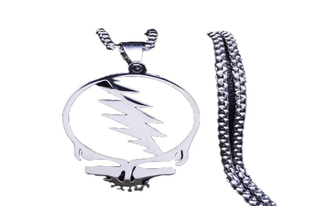 AFAWA collier chaîne en acier inoxydable crâne mort reconnaissant pour hommes femmes couleur argent collier bijoux cadenas mujer N4206S037843379