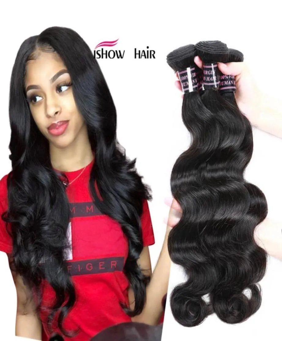 834 cala norki Brazillian proste ciało luźne głębokie perwersyjne peruwiańskie indyjskie włosy ludzkie wiązki Virgin Hair Extensons9883240