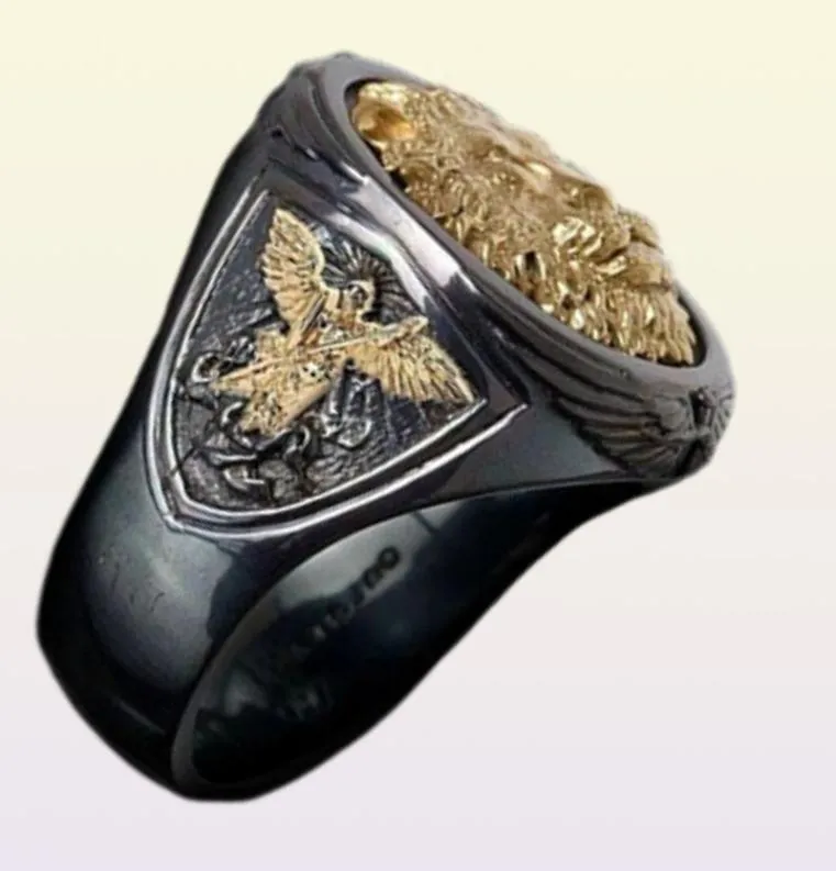 مجموعة شخصية Zhimu الحلي الخاصة الإبداعية العدوانية الأسد العدوانية رأس الذهب twocolor ring9396341