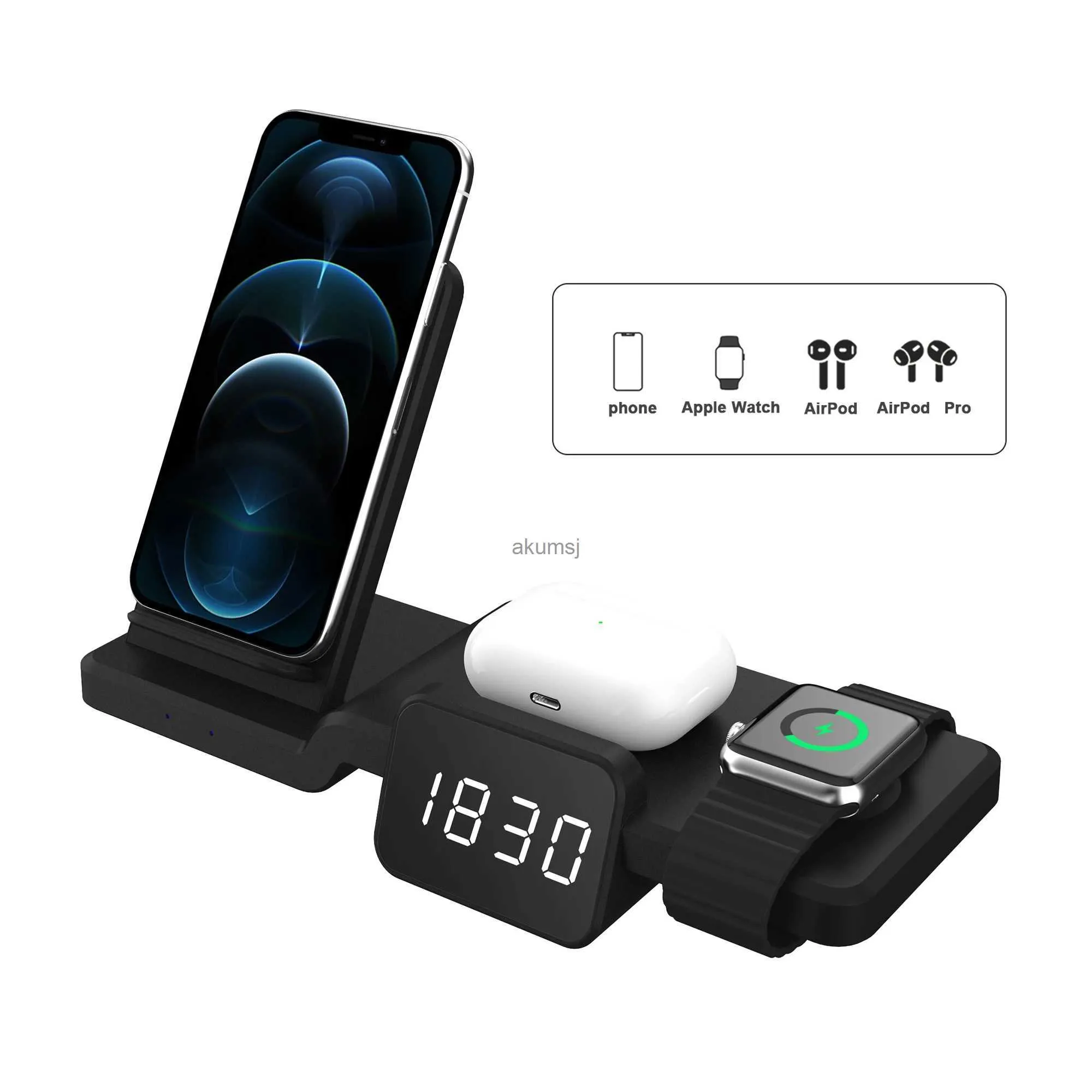 Wireless Chargers AIXXCO All in One With clock Qi Wireless Charger Dock Station Wireless Charging Wireless Chargers Phone YQ240105