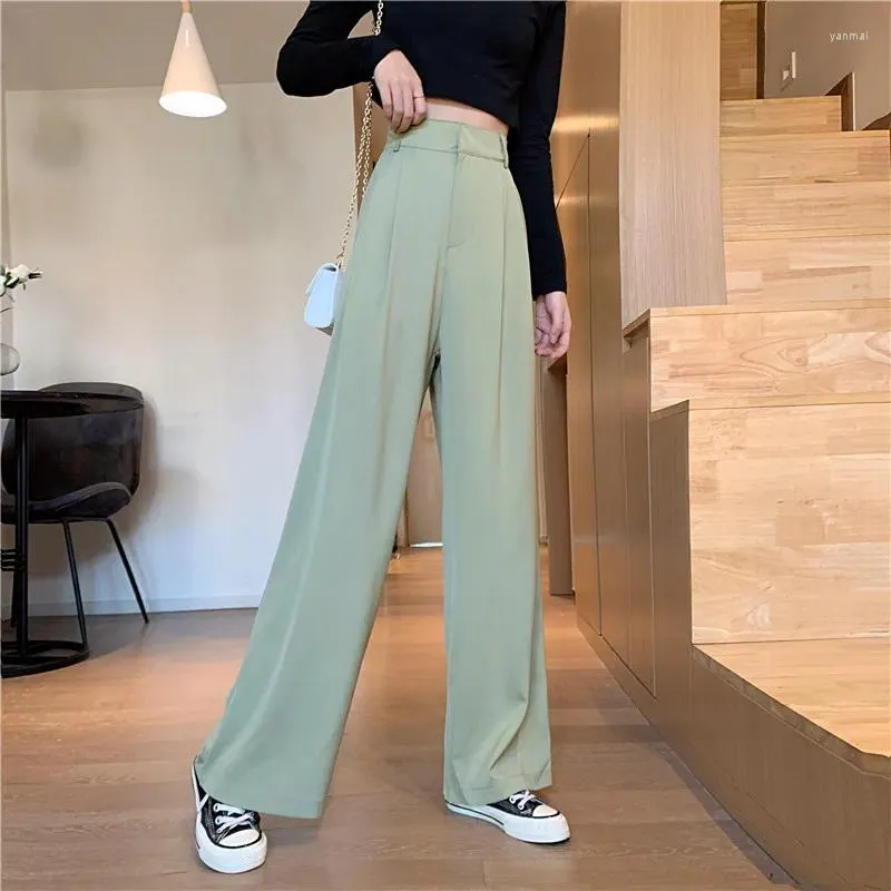 Pantaloni da donna 5 taglie dritto stile da donna da ufficio pantaloni larghi da donna a gamba larga semplici e solidi da strada sottili