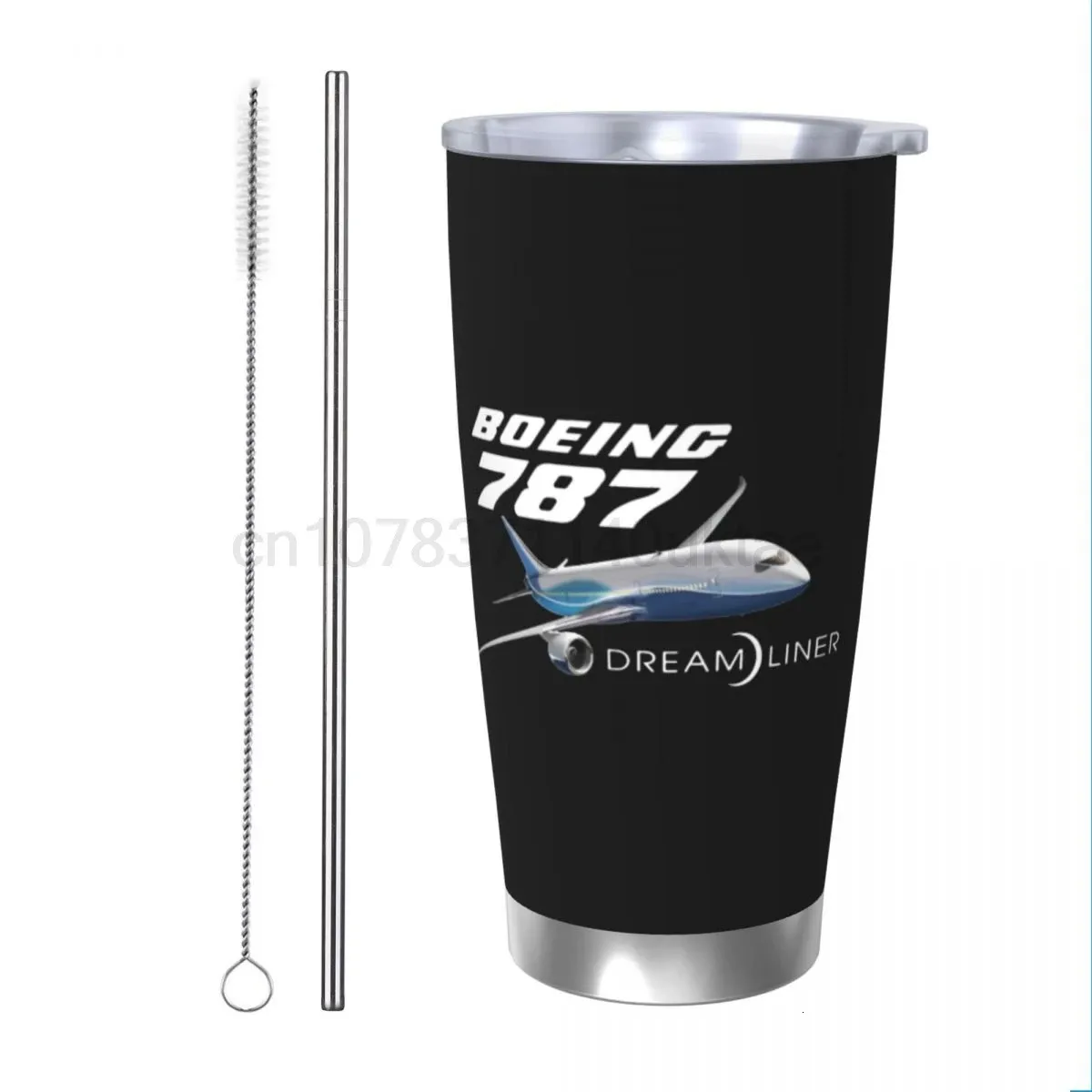 Boeing 787 Dreamliner Tumbler Tasse thermique isolée sous vide avec couvercle Tasses d'école en paille 20oz 240105