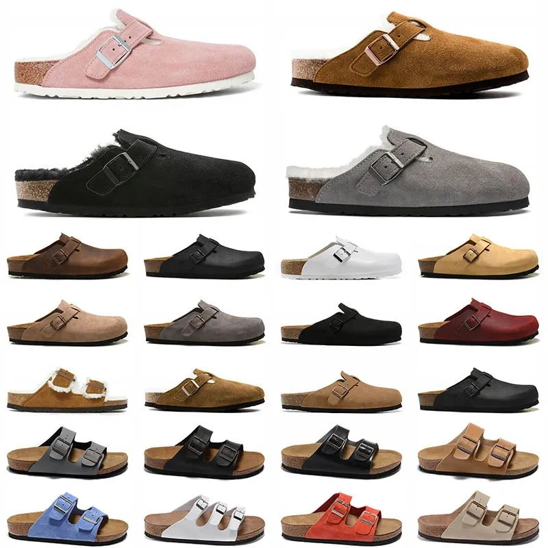 2024 tofflor Designer Buke Shoes Germany Boken Autumn and Winter Semitrailer Baldheaded Leather Cork Slippers Bostonflip Flops Hombres Mujeres Beach Size3445