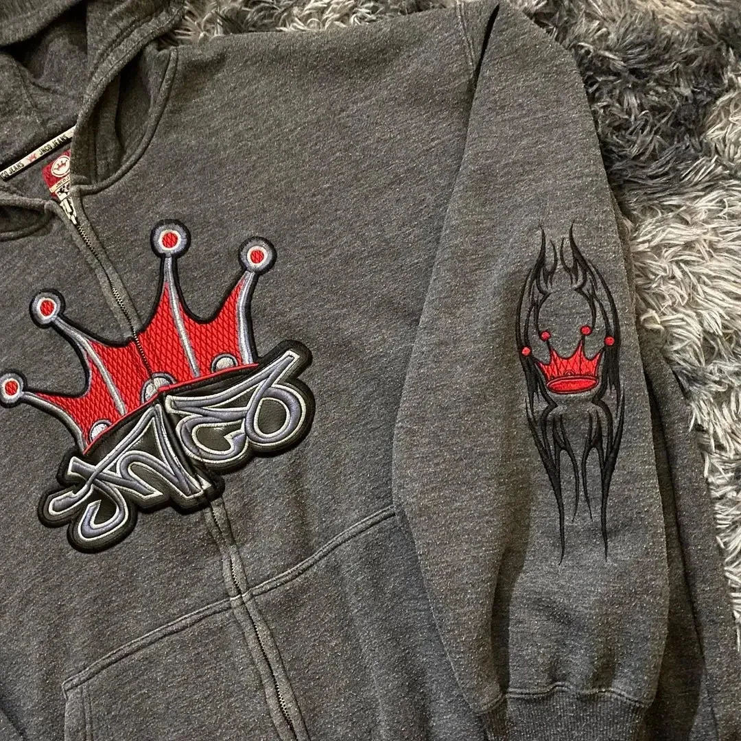 JNCO Hoodie Embroidered Pattern Zipper Pullover Men Women