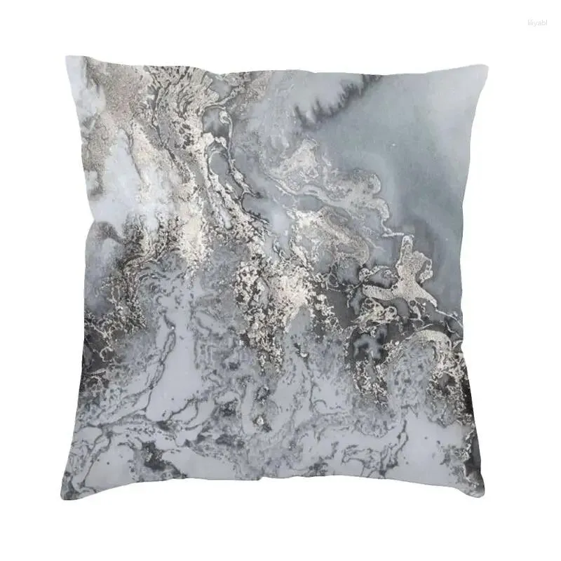 Kissenbezug mit grauem Marmor, Textur und abstraktem Muster, 60 x 60 cm, moderner geometrischer grafischer Überwurf, Heimdekoration, Sofa