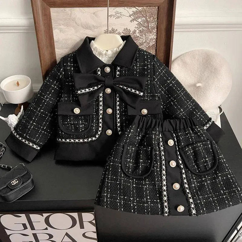 Jackets Autumn And Winter Classic Girls' Suit Thickened Western Style Fashion Cotton Coat Skirt Two-Piece Set