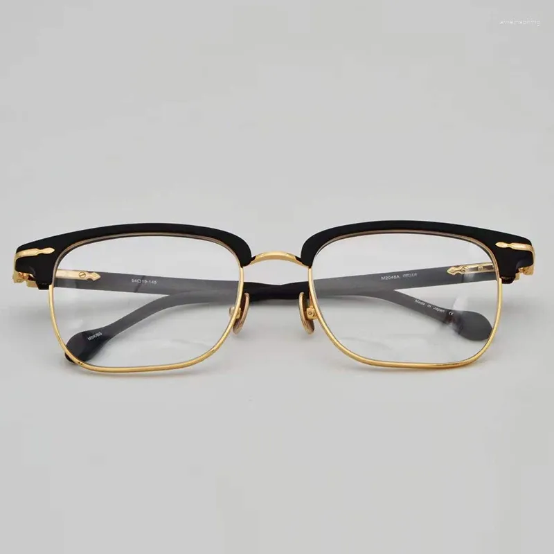 Sunglasses Frames M2046 Japanese Hand-made Titanium Round Men Designer Retro Glasses Women Beauty Black Silver Myopia Eyewear