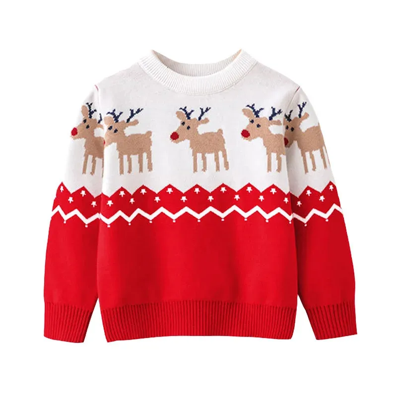 Children's Clothes Autumn and Winter Boys and Girls Christmas Sweater Cartoon Elk Kintted Sweater 240103