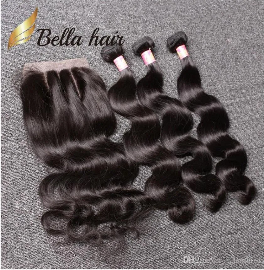 BellaHair Fasci brasiliani con chiusura 830 Estensioni dei capelli umani a doppia trama Tessiture per capelli Onda del corpo Ondulata Julienchina 834 pollici6849217