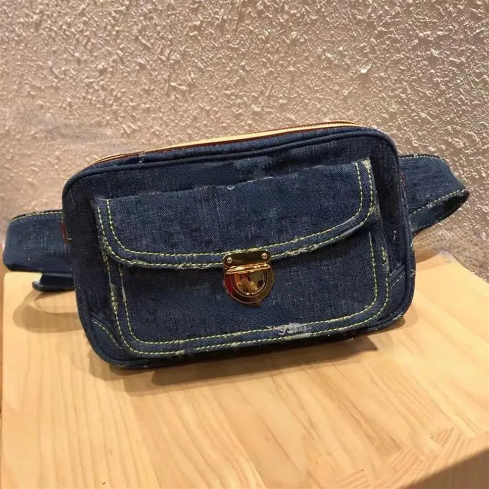 Claassic vintage denim cintura saco unsex all-match moda feminina zíper aleta denim retalhos bolsa zippy carteira flore bolso