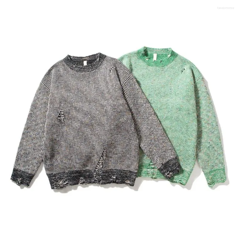 Men's Sweaters Ripped Men Knitted Distressed Jumpers Vintage Style Casual Pullover Sweater Tops