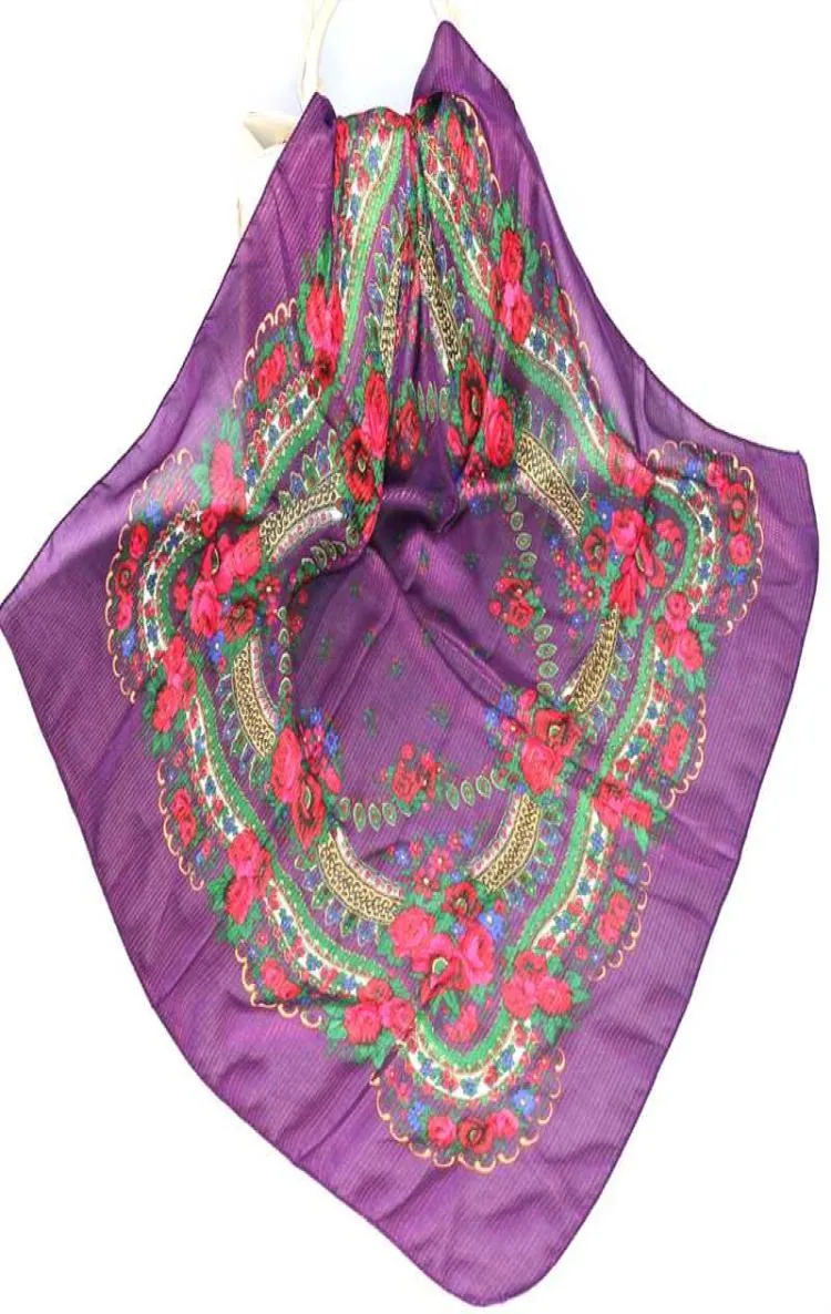 Besigner luxo novo estilo de moda padrão étnico russo feminino acrílico pequeno lenço lenço 80cm x 80cm hijab xale2123612