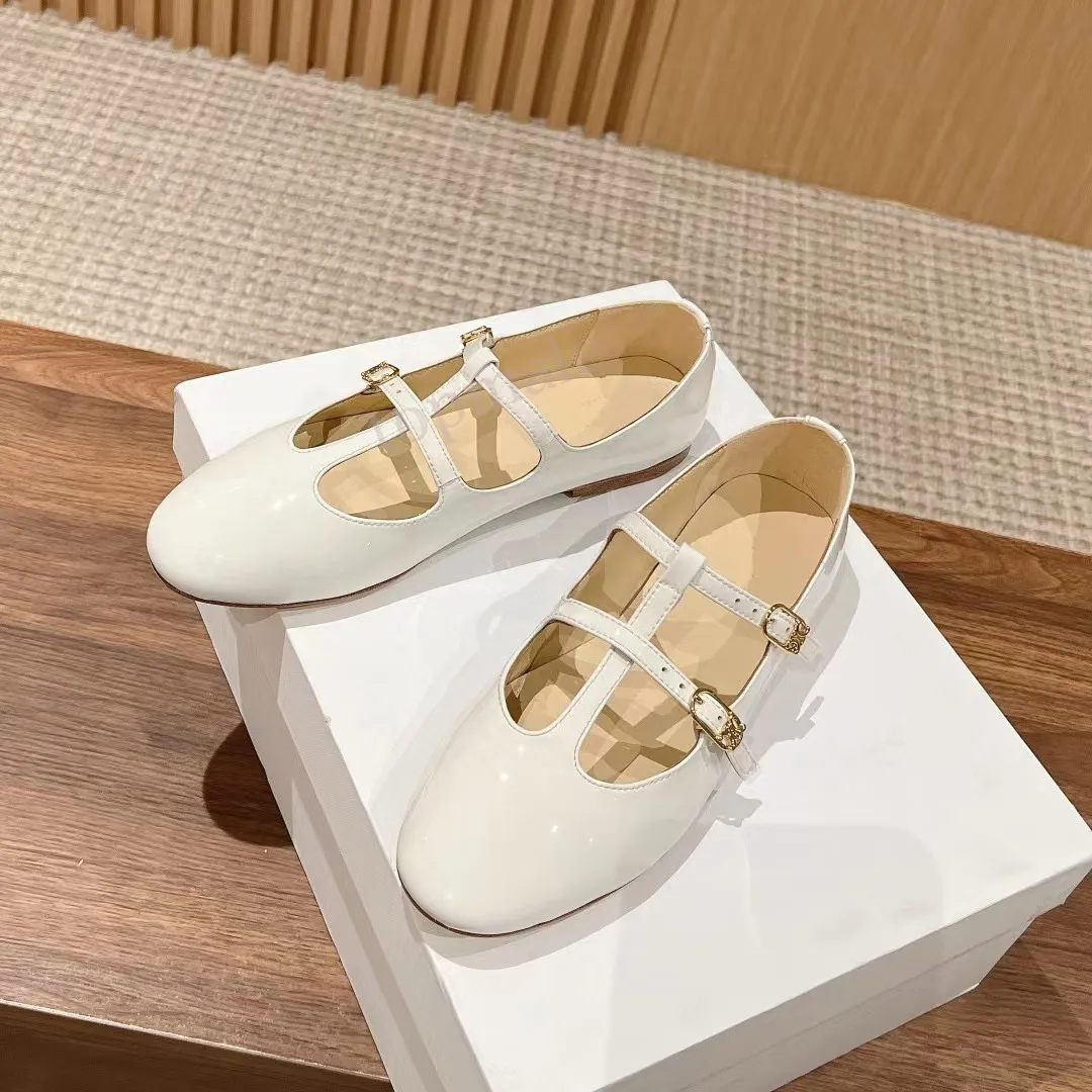 Kvinnor Mary Jane Shoes Ballet Flats Designer Shoe Patent Leather Dress Shoes Comfort Les Ballerines Sandaler Buckles Loafers C0105