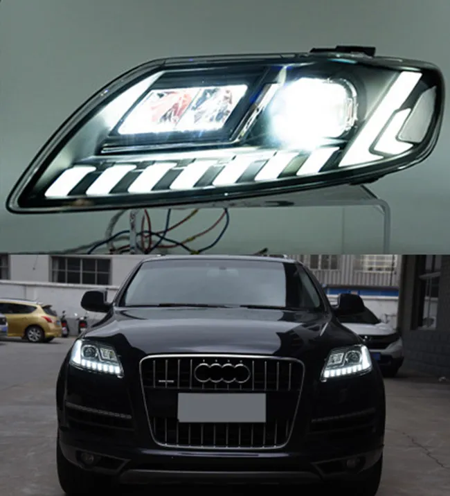 LED Richtingaanwijzer Hoofd Licht voor Audi Q7 Auto Koplamp 2006-2015 Dagrijverlichting Grootlicht Lamp Lens