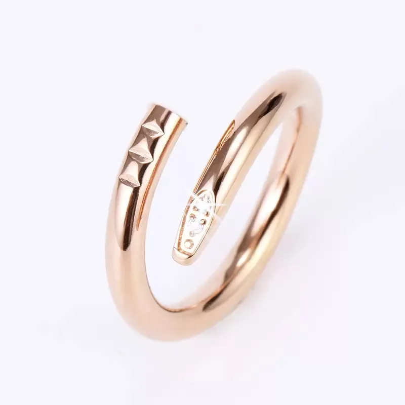 Band Nagelring Liefdesring DesignerJewelry Titanium Staal Rosé Goud Zilver Diamant Mode Klassieke designer ringen voor Dames vrouw Koppels Minnaar Bruiloft Verloving