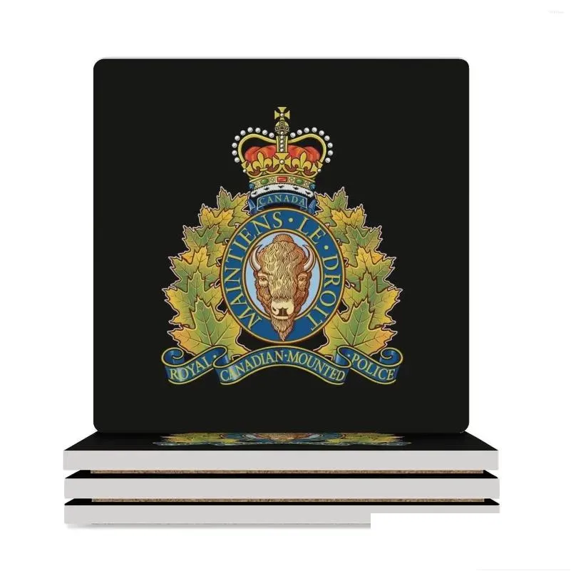 Mattor kuddar bord Royal Canadian monterad - RCMP Ceramic Coasters Square Anpassa matta för rätter Drycker Estetiska droppleverans hem Otev5