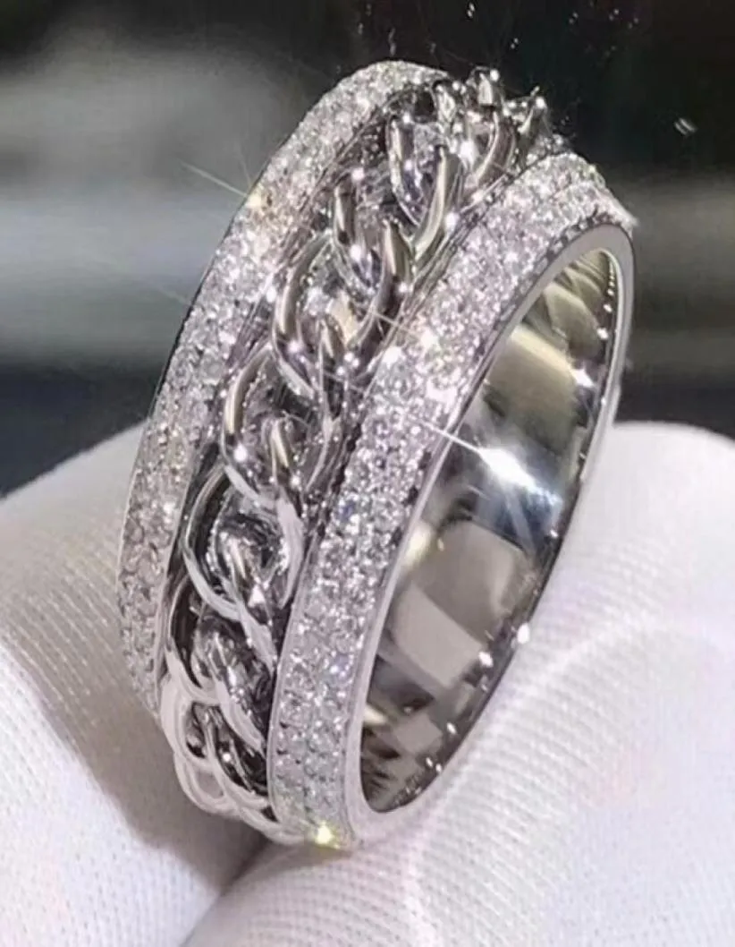 Victoria Wieck Vecalon Bijoux de luxe étincelants en argent sterling 925 pavé minuscule saphir blanc CZ diamant chaîne de mariage pour femmes Rotata6500548