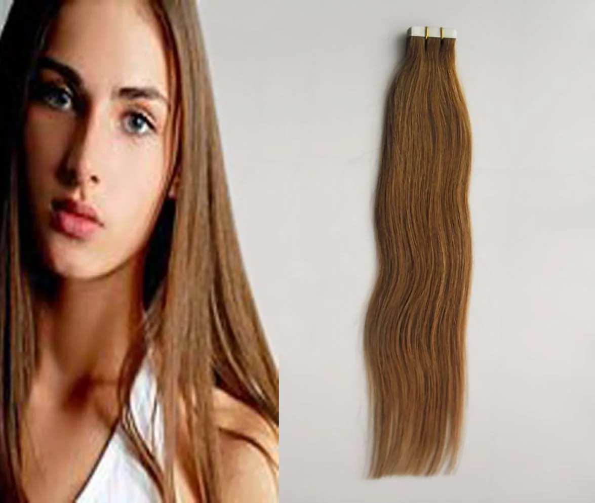 Remy hair Tape In Human Hair Extensions 10 to 24 inch 40pcs 100g Silky Straight PU Hairpieces Seamless Skin Weft hair4164797