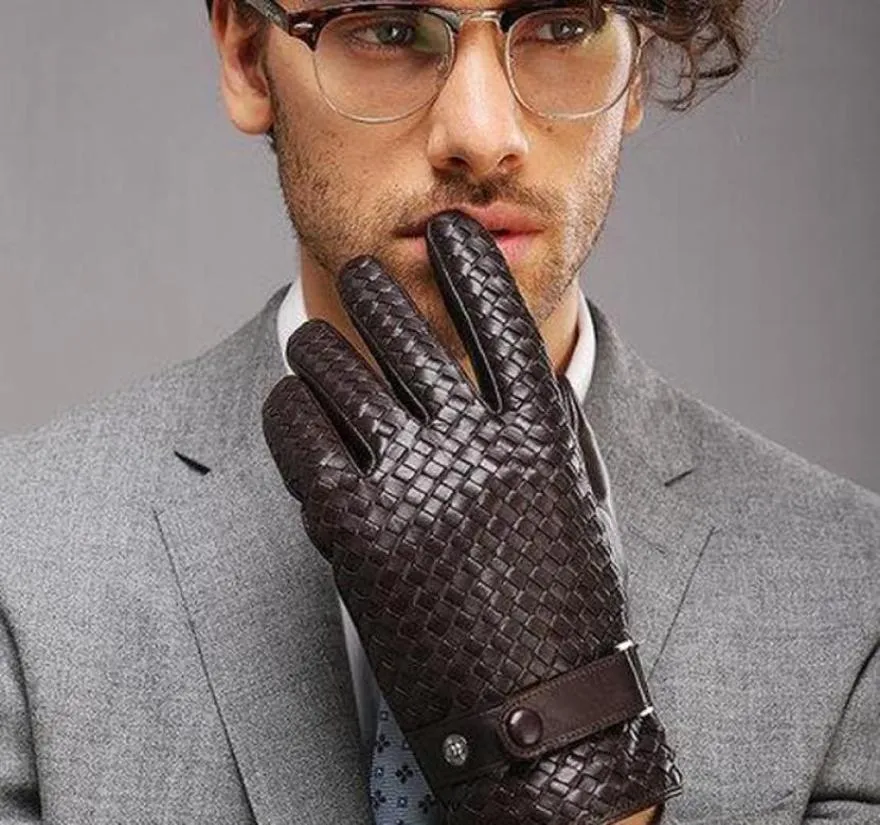 Modne rękawiczki dla mężczyzn Nowe wysokie splot oryginalny skóry nadgarstek rękawica owczarek man sqcqkp DH20102818890