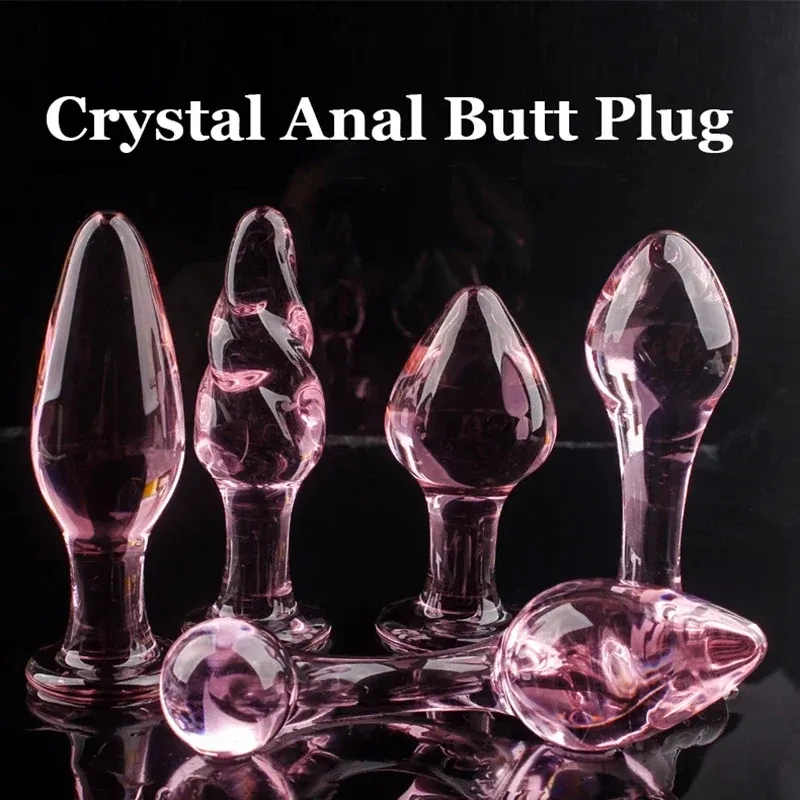 5 stilar rosa kristall rumpa plug pyrex glas anal dildo boll pärla falsk penis kvinnlig onani sex leksaker för vuxna kvinnor män gay