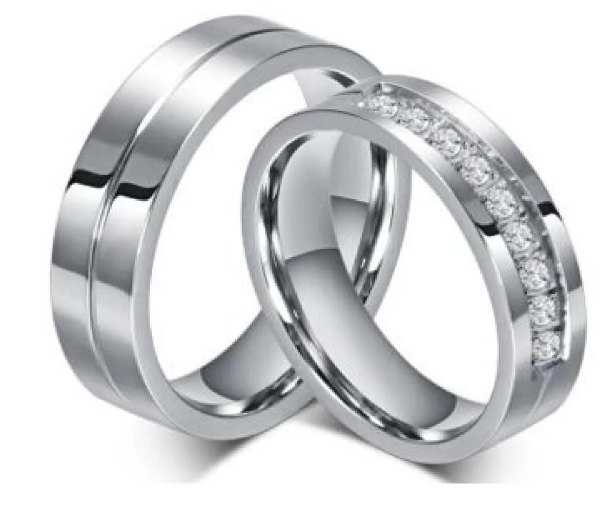 Bague de mariage 6mm en acier inoxydable 316L, bague de couple, bagues de mariage pour femmes et hommes, amour en acier inoxydable, bijoux de promesse CZ5026129