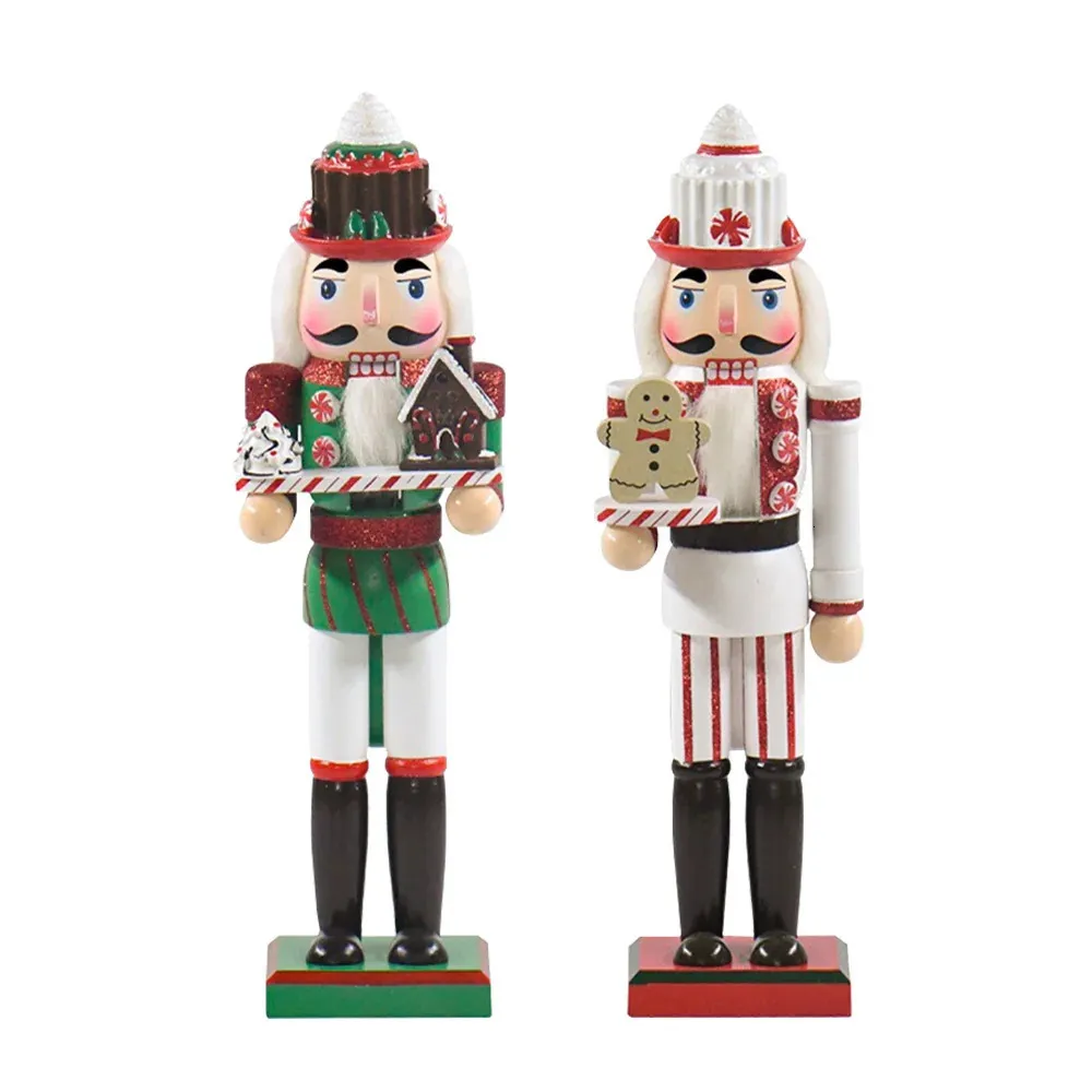 36 cm Noël Bonhomme De Pain D'épice Ornement Casse-Noisette En Bois Soldat Marionnette Ornement De Bureau Décoration De La Maison Navidad Cadeau De Noël 240105