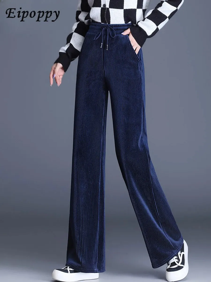 Pantalon large en velours côtelé pour femme, vêtement décontracté, droit et ample, vente automne-hiver, 240105