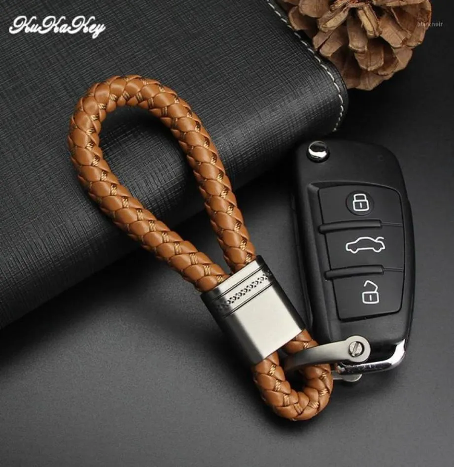 Kukakey PU läderbilsnyckelknappen Keyring Emblem för Infiniti Kia Lada Key Rings Chain Holder FOB17811312