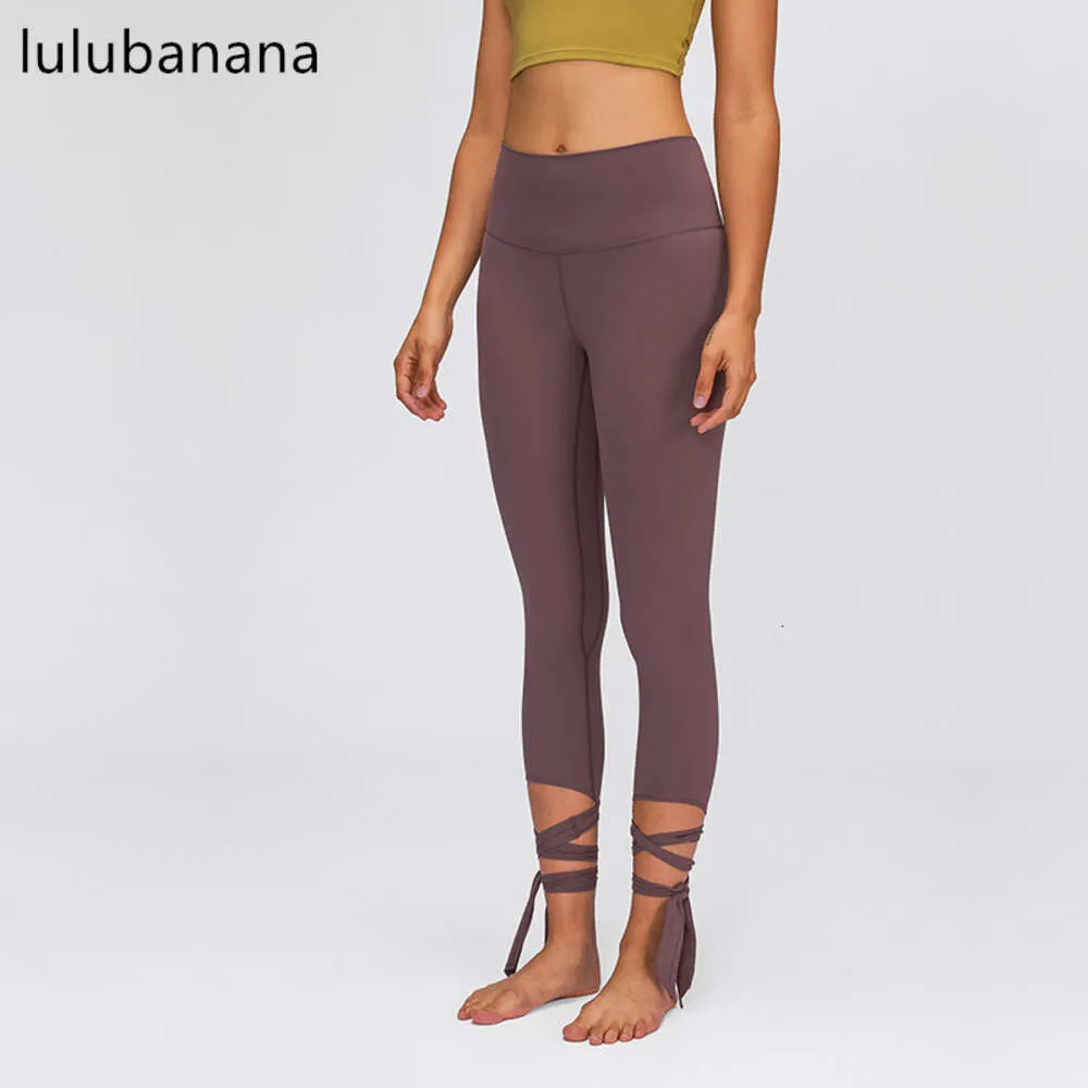 Lu Align Lu Pant Yoga Pant Align Calças para mulheres magras nádegas elásticas casuais panturrilha cross bandagem fitness treino leggings limão treino Gry LL