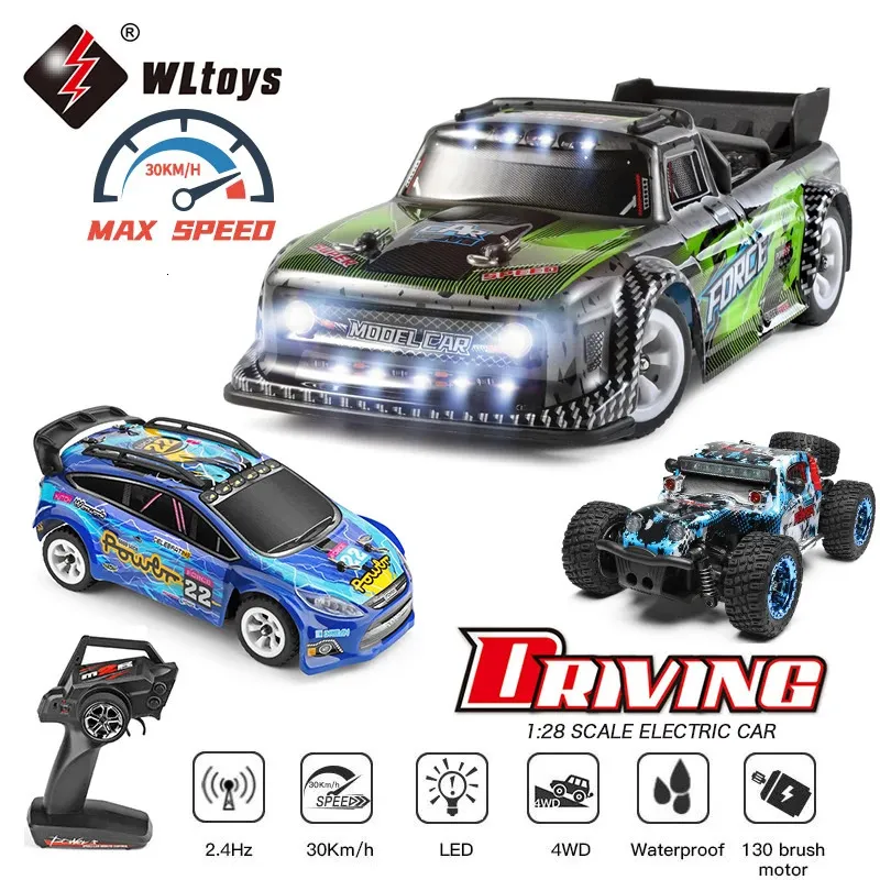 Wltoys 1 28 284131 284161 2.4g racing mini rc carro 30 km/h 4wd elétrico de alta velocidade controle remoto brinquedos deriva para crianças presentes 240105