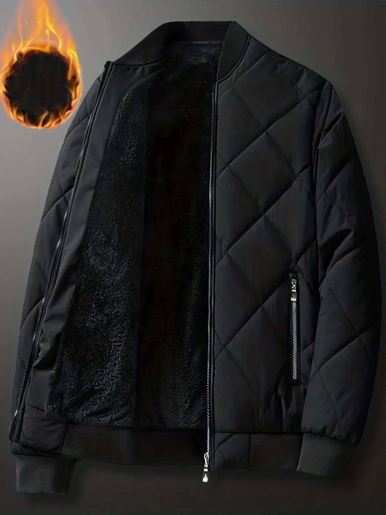 Düz renkli Sherpa Ceket Erkekler Sıradan Polar Düzenli Beyzbol Düzenli Fit Koleji Hipster Windbreaker 240105