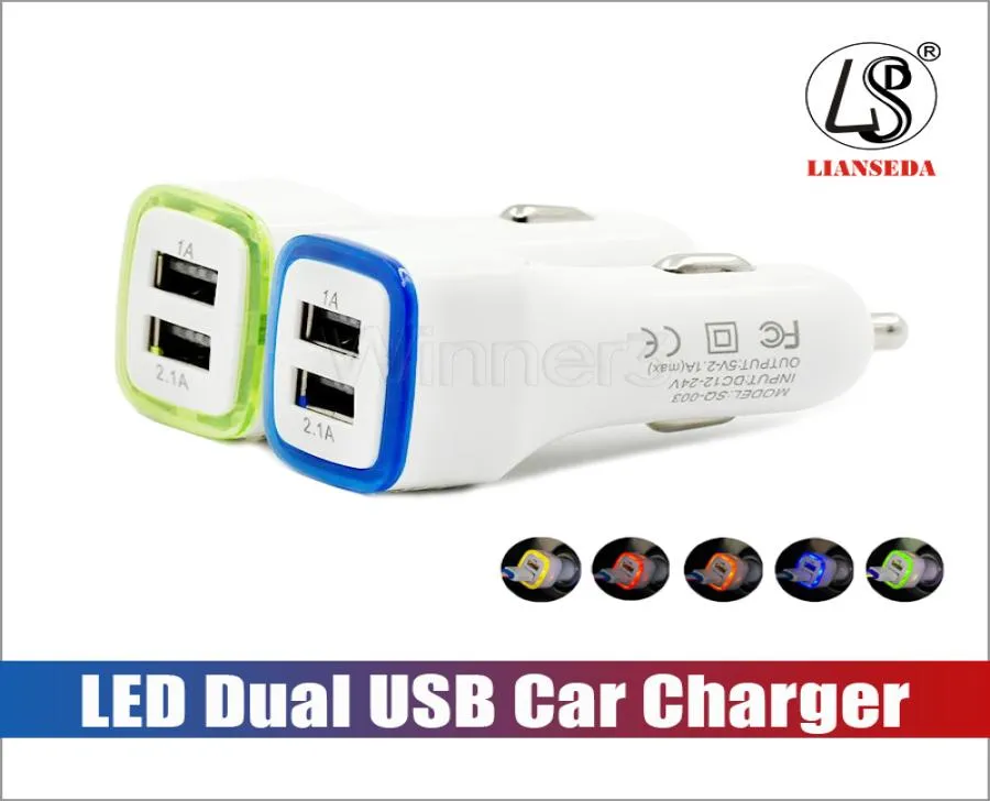 USB Dual Auto Ladegerät Fahrzeug Tragbare Power Adapter 5V 1A LED Bunte Für Telefon Android Für X XR4029383