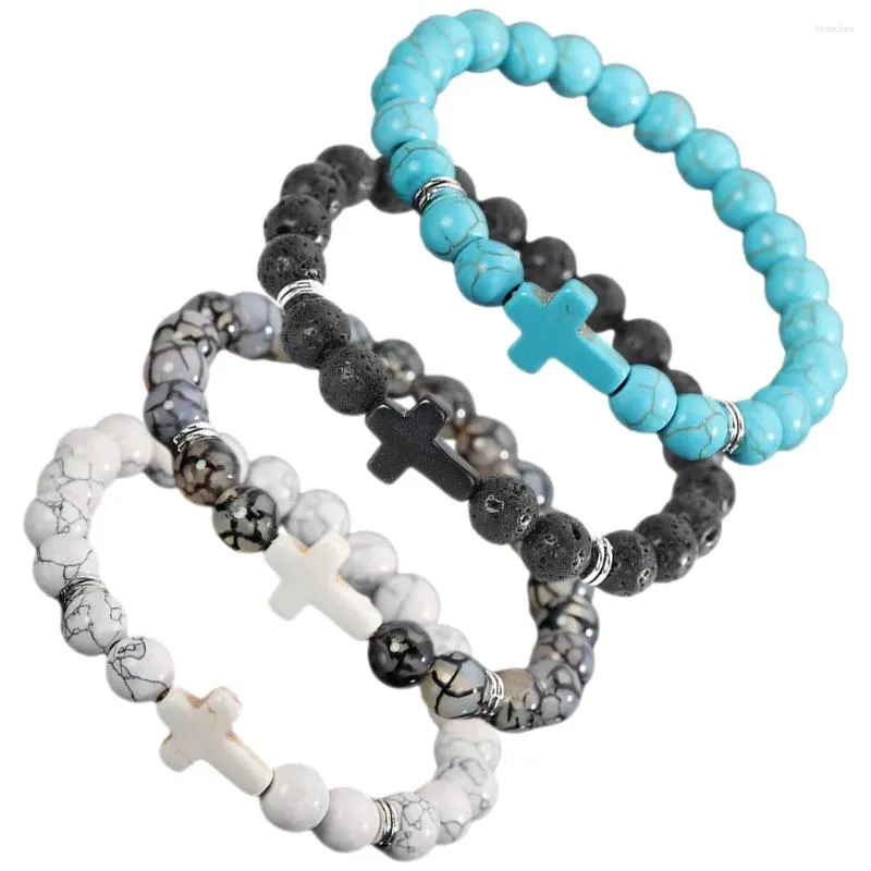 Charme Pulseiras 4 Pcs Europeus e Americanos Homens Mulheres Pulseiras Branco Turquesa Pedra Portátil