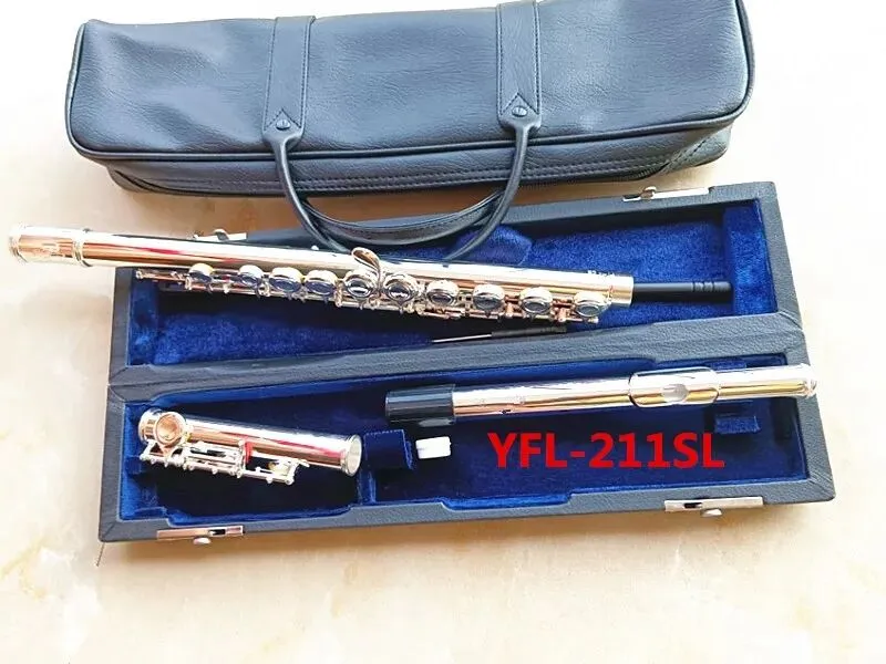 Topp Japan Brand Flute Musical Instruments YF-211SL Model Silver Plated Flute 16 Hole Stängda hål Hög kvalitet med fodral