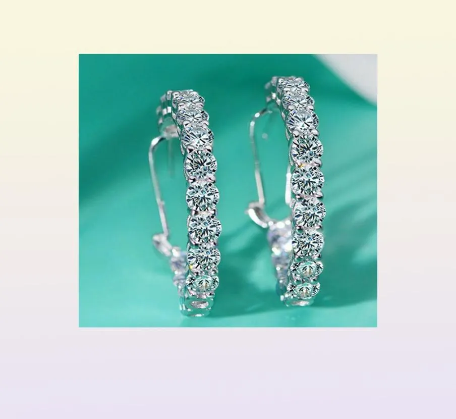 Choucong Brand Ear Cuffs Роскошные серьги-кольца из стерлингового серебра 100 пробы 925 пробы с муассанитом и драгоценным камнем, серьги-клипсы на свадьбу, помолвку, ювелирные украшения Gif9220455