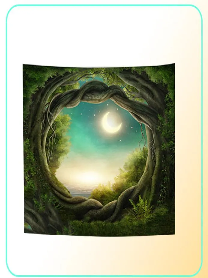 3D Forest Tapestry Nature Tree Art Hole Rge mattvägg Hängande Tapestry Madrass Bohemian Rug Bnket Camping Tält Takdukvägg C202J6188398