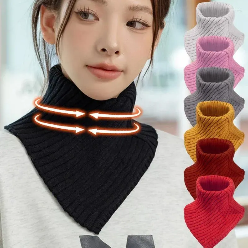 Bufandas Invierno Bufanda de punto Anillo Cuello de lana elástico alto para mujeres Colores de moda Pañuelo Cálido Envoltura a prueba de frío Señora al aire libre