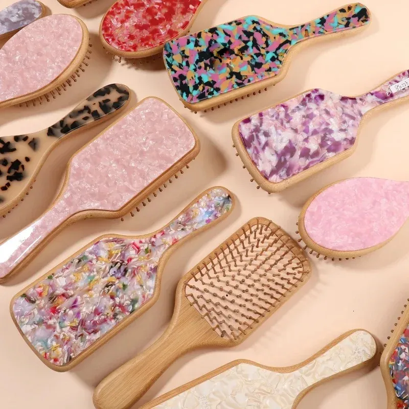 Brosse à cheveux en acétate avec lettres strass personnalisées, à la mode, cadeau d'anniversaire pour femmes et filles, 240104