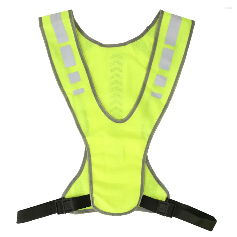 Vêtements de moto Gilet de course de nuit Taille réglable avec lumière LED Sécurité réfléchissante Haute visibilité pour le cyclisme en plein air