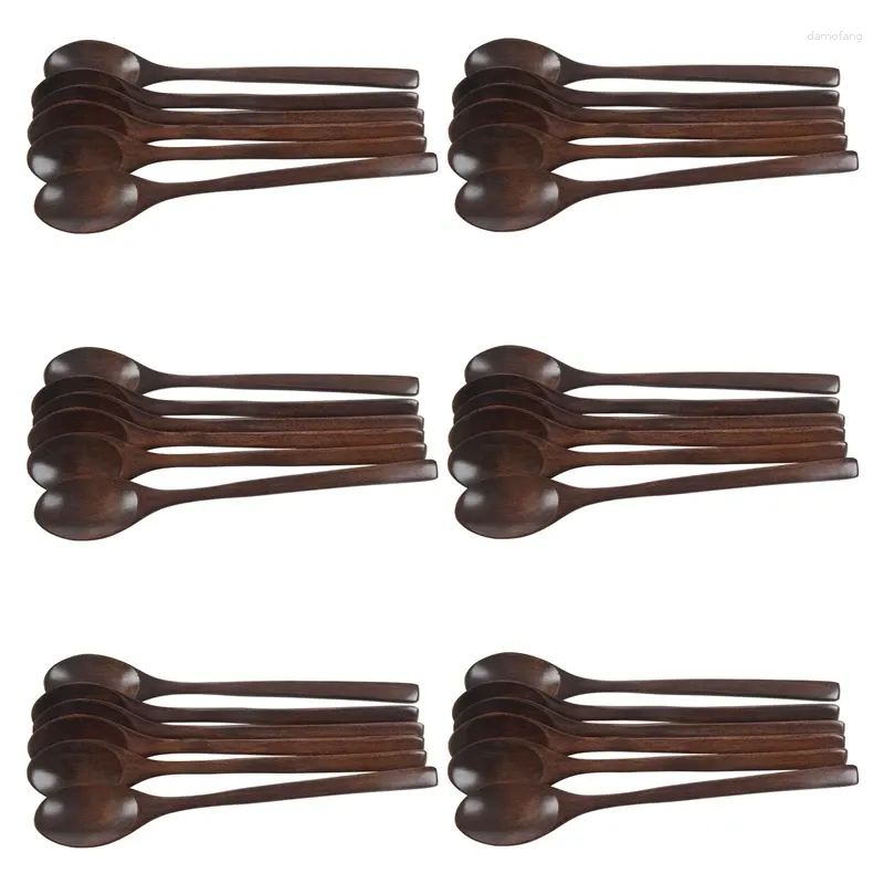 Coffee Scoops Wooden Spoons 36 Pieces Wood Soup For Eating Mixing Stirring Cooking Long Handle Spoon With Kitchen Utensil