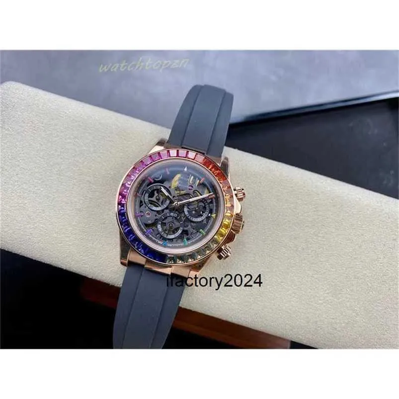 Роли Часы Автоматическое движение Clean Factory GET 2023Новый новый полый 4130 с высоким проникающим покрытием сапфировое кольцо резиновый ремешок для часов